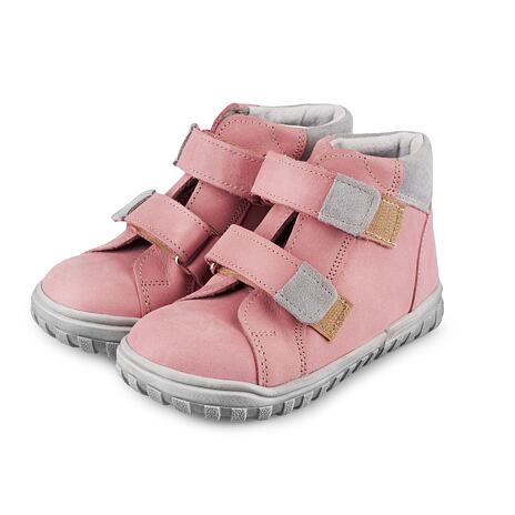 Kinder lederen sneakers met klittenband ”Pepe” roze