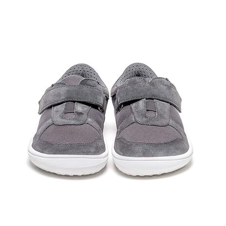 Baskets en cuir pieds nus pour enfants « Joy » gris