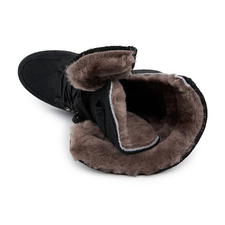 Leder-Winterstiefel mit Schafwolle für Damen "Magda" schwarz