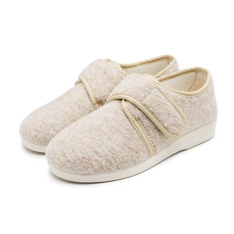 Chaussons en feutre de laine avec velcro beige