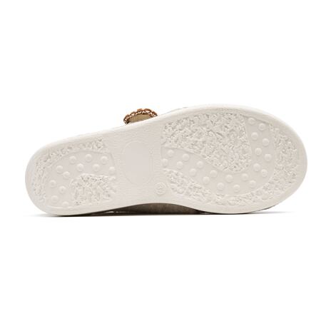 Chaussons montantes en feutre de laine avec velcro beige