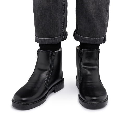 Men’s Gabriel Leather Winter Boots Lined with Wool Black