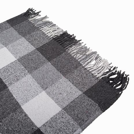 Woolee plaid met schapenwol geruit grijs 