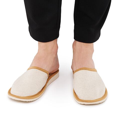 Dames zomer linnen slippers natuurlijk