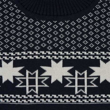 Le pull Vlnka S21 en laine avec un motif norvégien bleu