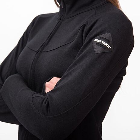 Sweatshirt mit Reißverschluss für Damen Sensor Merino Upper schwarz