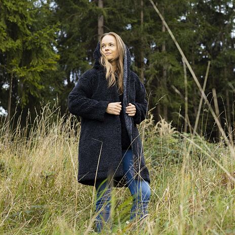 Manteau en laine à boutons gris