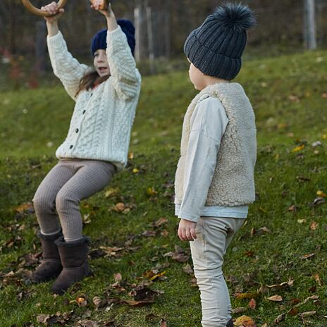 Gilet en laine pour enfants avec doublure marron