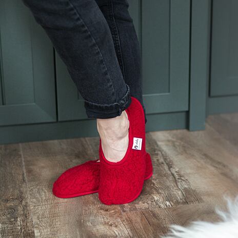 Wool Ballerina Pumps Red