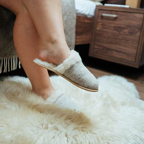 Slippers with Wool Lining Cappuccino