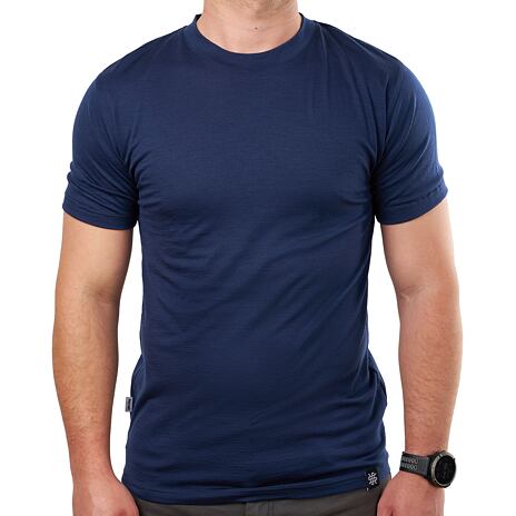 Heren Merino Vlnka T-shirt met korte mouw donkerblauw