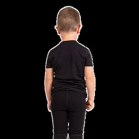 T-shirt à manches courtes en mérinos pour enfants, noir