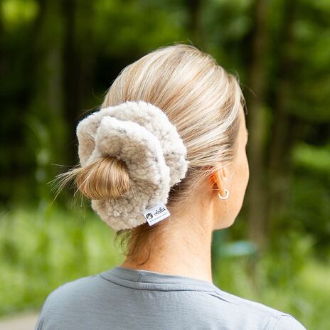 Chouchou en laine élastique à cheveux, naturel