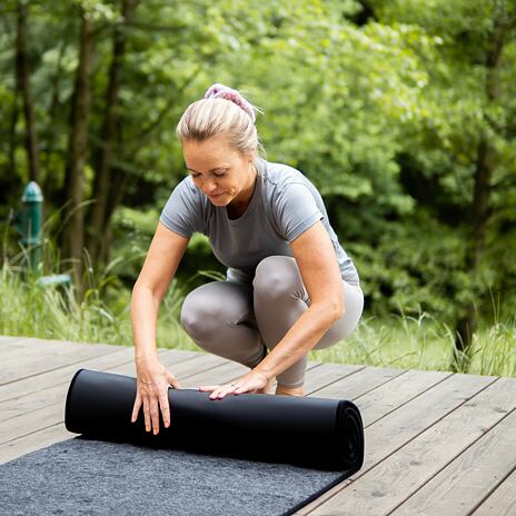 Merino wool yoga mat Black