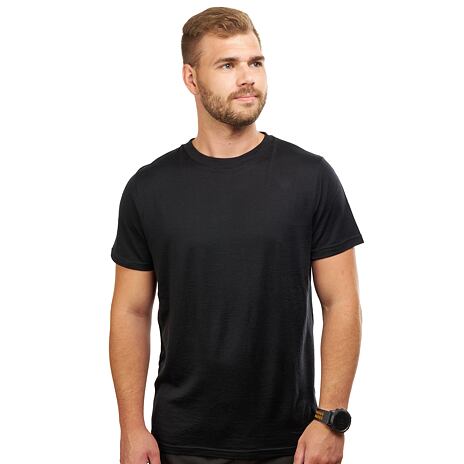 Merino T-Shirt mit kurzen Ärmeln für Herren schwarz