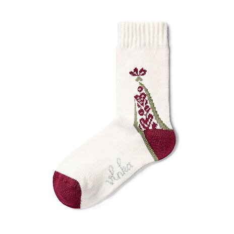 Chaussettes en laine Merino avec le motif du folklore rouge