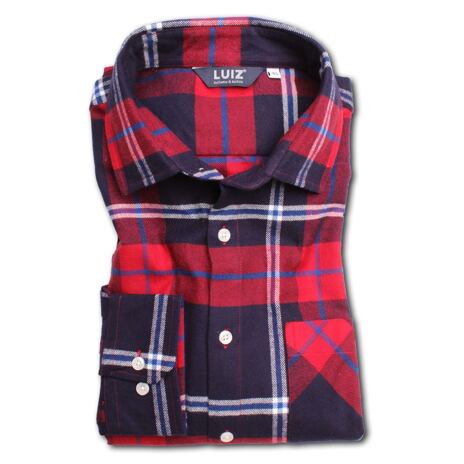 Men's Checkered Flannel Shirt Red-Blue