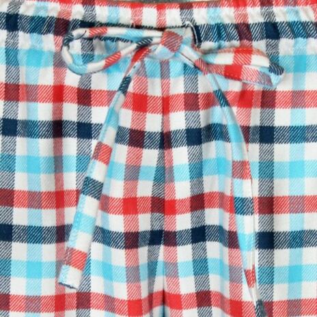 Pantaloni de damă de casă din flanel în carouri albastru-roșu