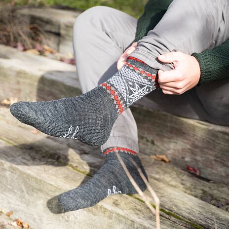 Merino Wool Socks Snowflake Dark Grey