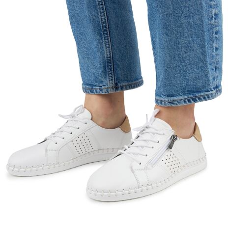 Baskets en cuir pour femmes pour pieds larges Tabita, blanches