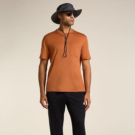 Heren T-shirt Merino 150 Tech Lite SS Relaxed Pocket Tee Icebreaker Dusty Clay