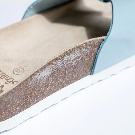 Claquettes anatomiques en liège pour femmes Laura, bleu - 2ème qualité