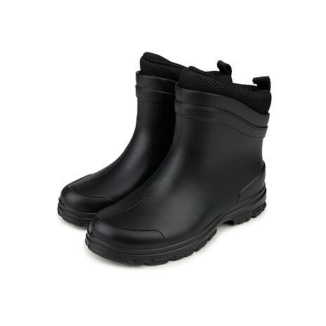 Gefütterte knöchelhohe Gummistiefel für Damen mit Woll-Innensohle schwarz