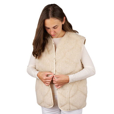 Wollen damesvest met reliëfpatroon, beige