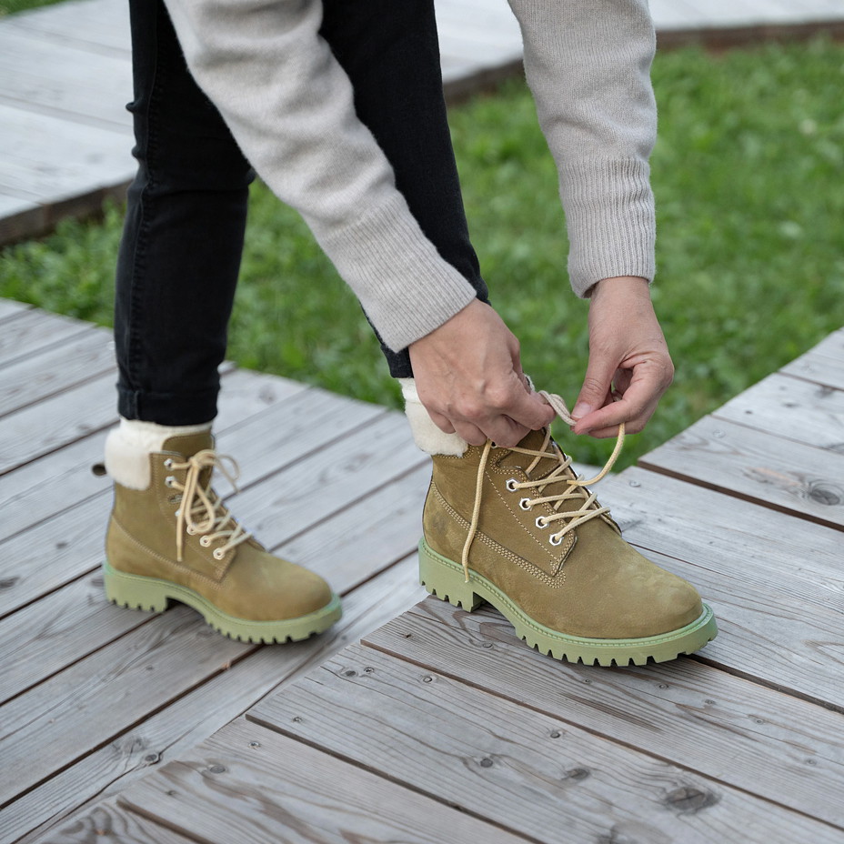 Huňaté farmářky Woolee zelená