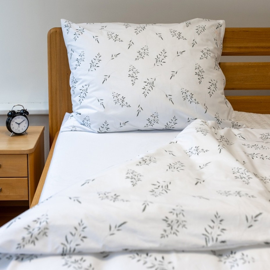 Flanelové povlečení květ trávy bílá