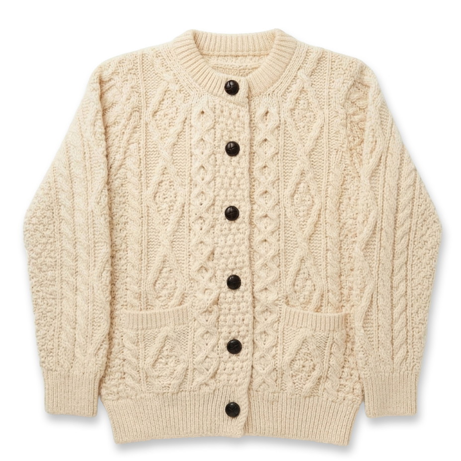 Dámský vlněný svetr na knoflíky přírodní