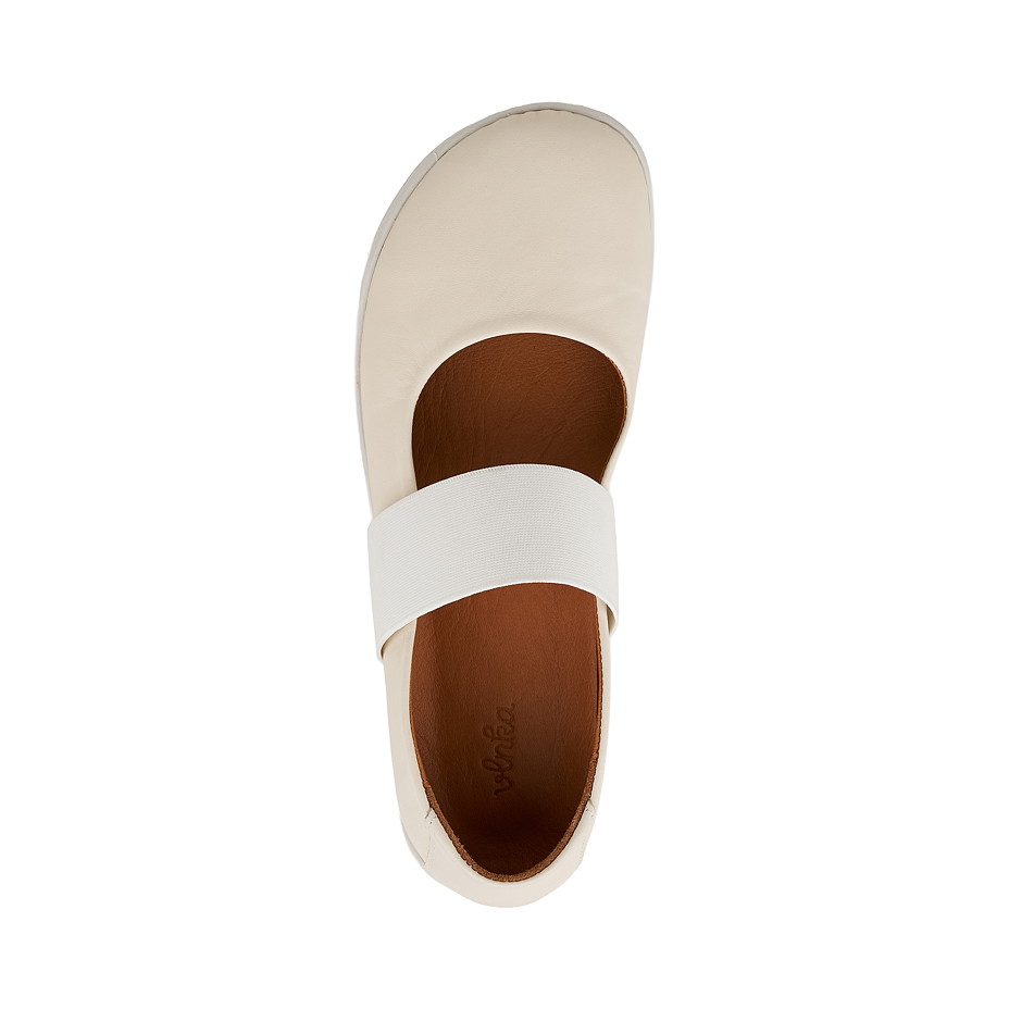 Barfuß-Ballerinas aus Leder mit Gummizug Dara, Creme