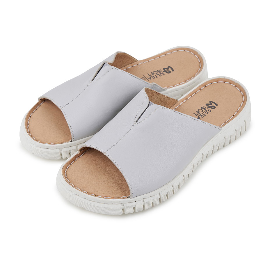 Women's leather slides Regina, light grey