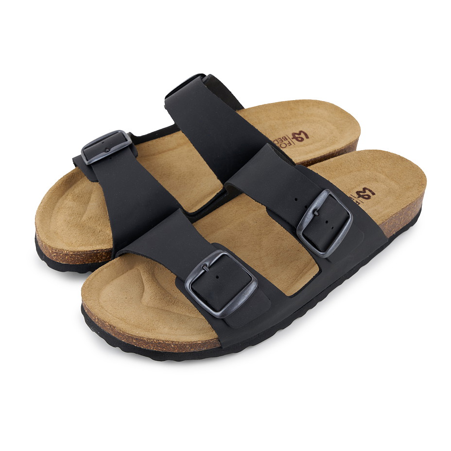 Herren anatomische Korkpantoletten Ben, Schwarz