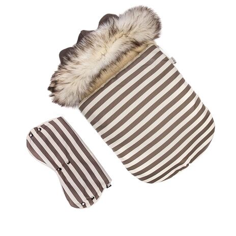 Pushchair Set with Fur Trim Stripes