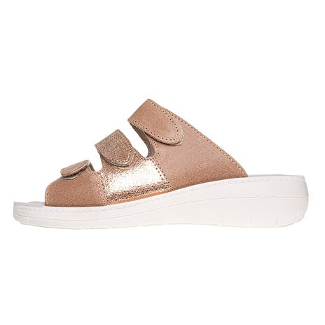 Claquettes anatomiques en cuir pour femmes « Simona » beige