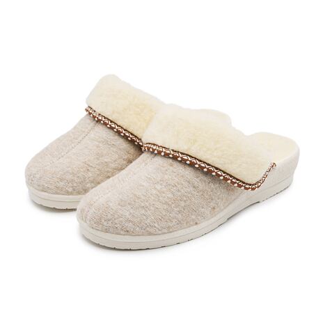 Women’s Wool Wedge Mule Slippers Beige