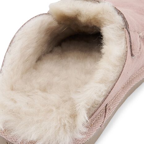 Dames lederen slippers met schapenwol ”Erika” beige