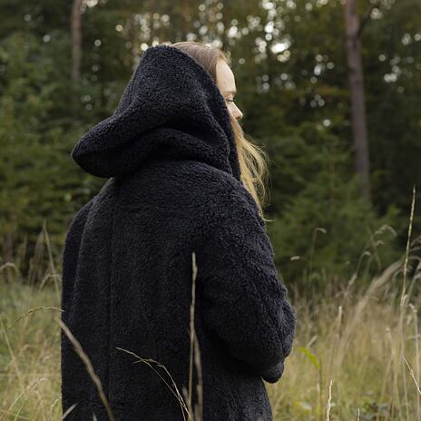 Manteau en laine à boutons gris