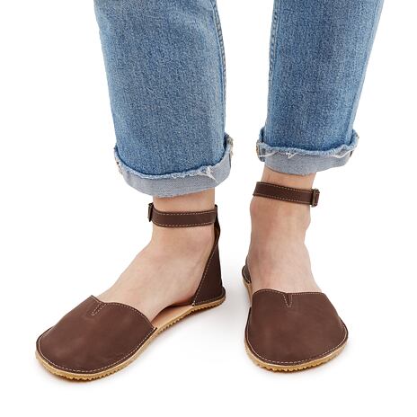 Sandales barefoot en cuir Zina marron pour femmes