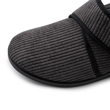 Chaussons velcro en velours côtelé pour hommes, gris