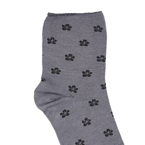 Chaussettes en bambou avec bordure lâche, fleur, grise