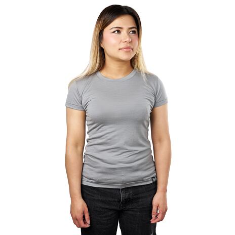 T-shirt à manches courtes en laine mérinos pour femmes gris