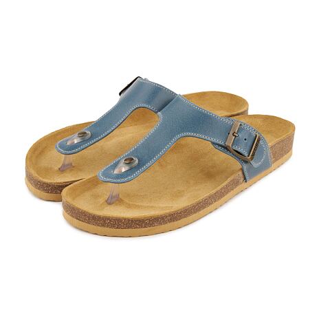 Leder-Flip-Flops mit Korksohle für Herren Leo blau