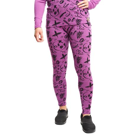 Leggings en laine mérinos pour femmes avec motif, violet