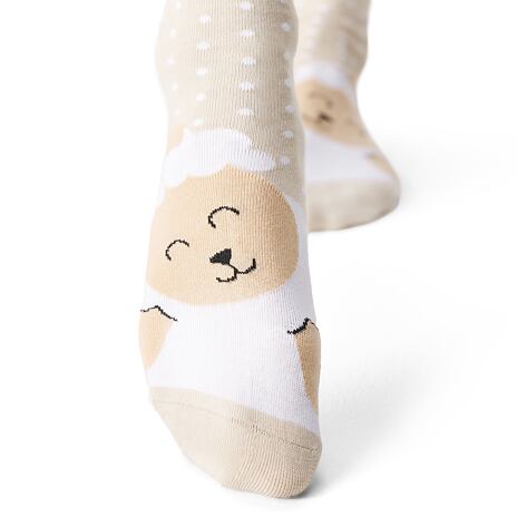 Chaussettes en coton de laine Vlnka beige avec le motif du mouton