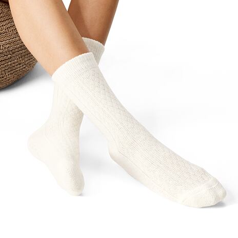 Chaussettes traditionnelles en mouton Merino blanc