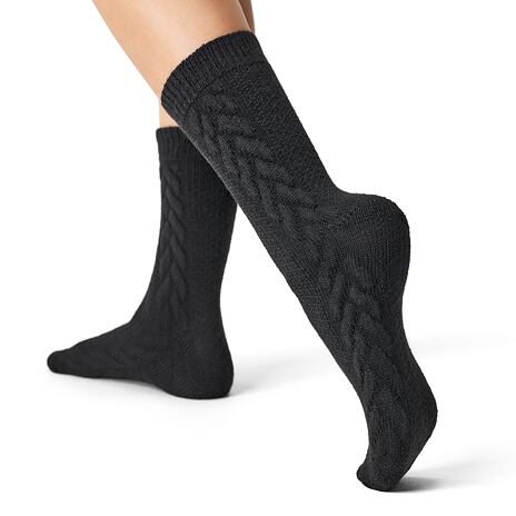 Chaussettes traditionnelles en mouton Merino noir