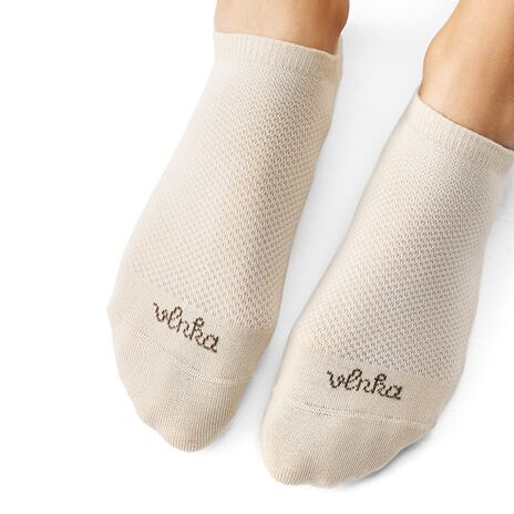 2 paires de chaussettes basses en coton, beige