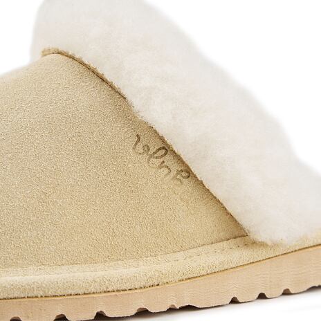 Damen Lederpantoffeln mit Schafwolle Marie beige